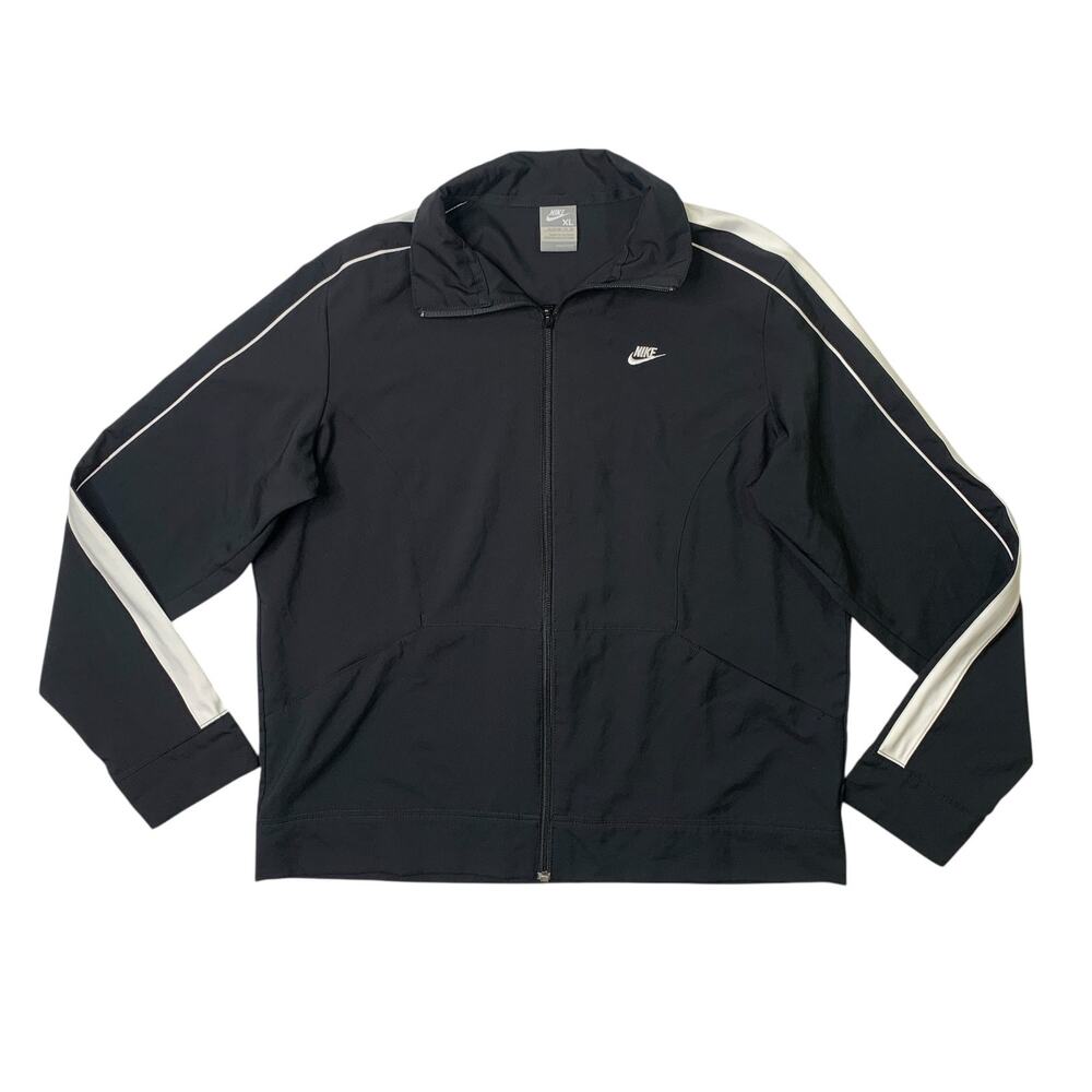 Vintage Nike Jacket Womens XL Extra Large Black White Fit Dry Full Zip Track Y2K